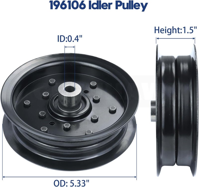 GUSUHAWK 532196106 Husqvarna Idler Pulley with 532196104 Idler Pulley Replaces Husqvarna 532196106, 532197379, 532197380, Craftsman 196106, 197379, 196104, 197380 for Z254, LGT2654, RZ5424 Lawn Mowers - Image 5